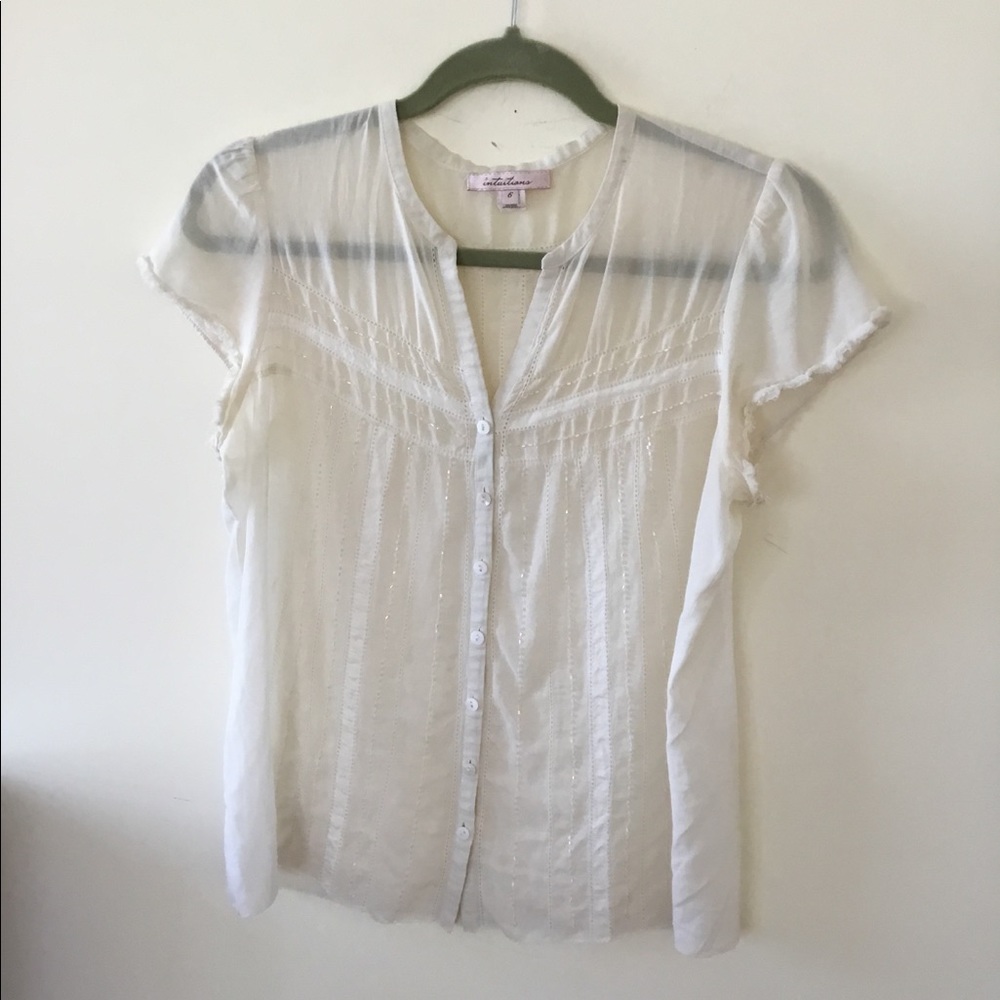 Intuitions cap sleeve beaded blouse.6